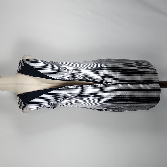 NWOT Banana Republic Preppy Navy and Metallic Silver Stripe Shift Dress Size 12 - Picture 10 of 16